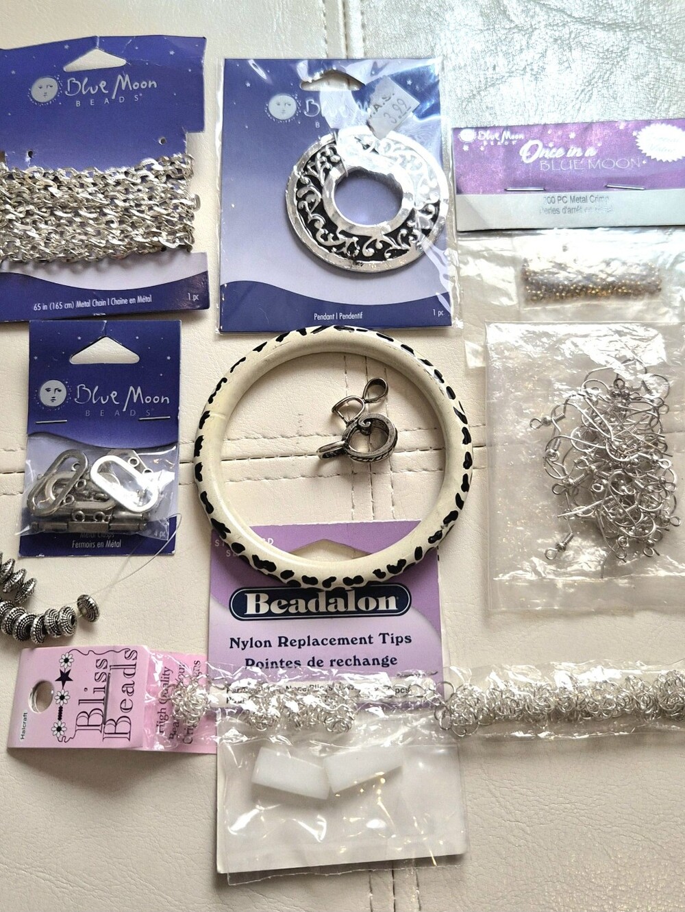 Lot Of Jewelry Beading Items All New. Includes Pendant,Chains Spacers, Beads etc